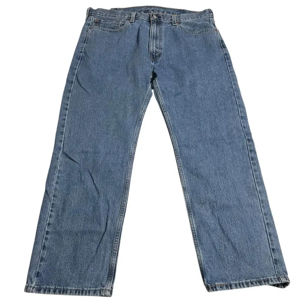 Levis 505 Mens Jeans Size 38 Blue Regular Fit Straight Zip Fly Denim Inseam 28